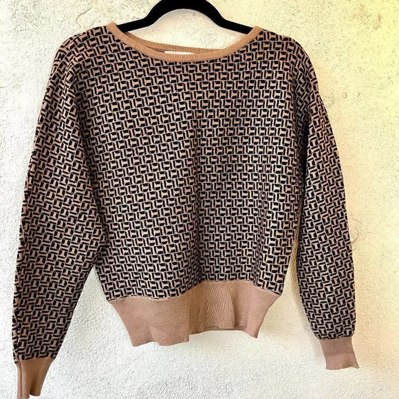 Philosophy Drop Shoulder Sweater Tan Black Small - Picture 1 of 6